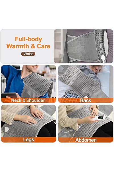Brosha Electric Waist Heating Pad, LCD, 9 Heat Levels, 4 Timers, Machine Washable, 30.5cm×1.3m