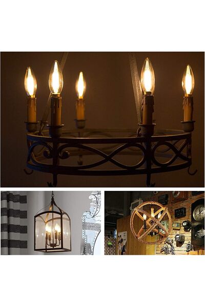 genernic E14 Dimmable LED Edison Candle Bulb C35 Vintage Chandelier 3W (40W eq), Amber 2200K