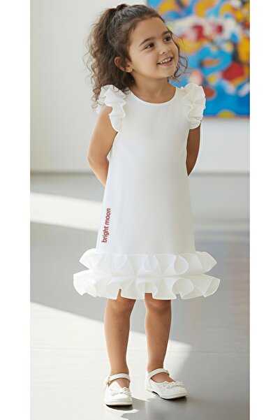 bright moon Girl's Dress with Ruffle Details