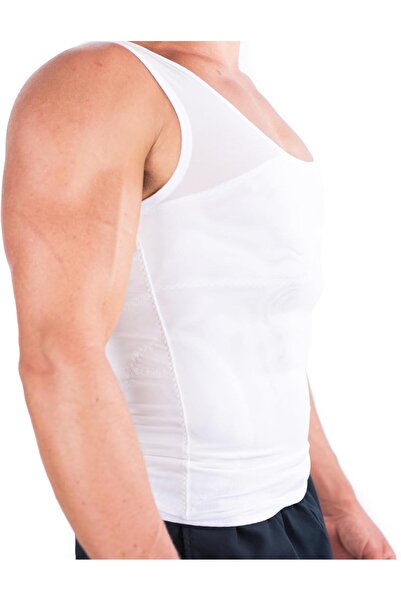 Generic Esteem Apparel Men's Compression Chest Shirt - Hide Gynecomastia (White, XXL)