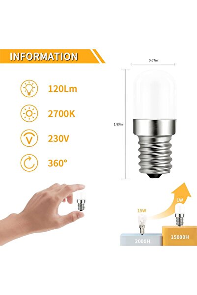 Generic Yzdz E14 LED Refrigerator Light Bulb Warm White 2700K 1W (Equivalent 15W) 120 lm Non-Dimmable - 2PCS