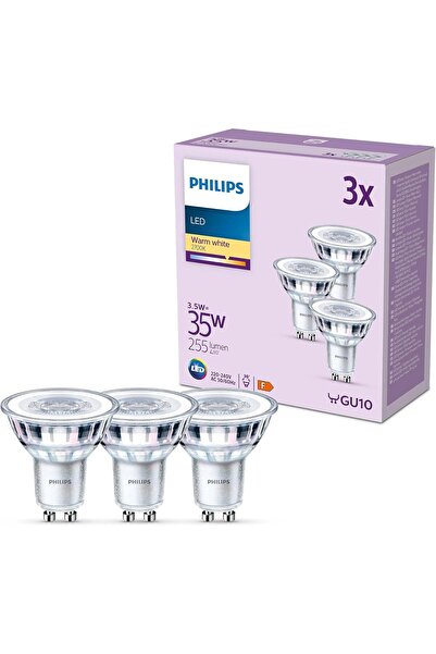 Philips Classic LED Spot Lamp 3-Pack, GU10, Warm White 2700K, 35W Non-Dimmable