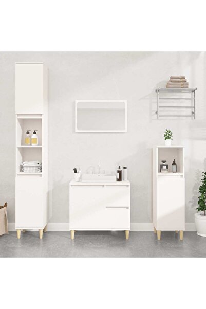 vidaxl خزانة حمام بيضاء 65x33x60 سم من الخشب الهندسي