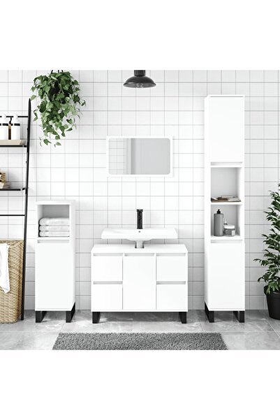 vidaxl Bathroom Cabinet White 30x30x100 cm Engineered Wood