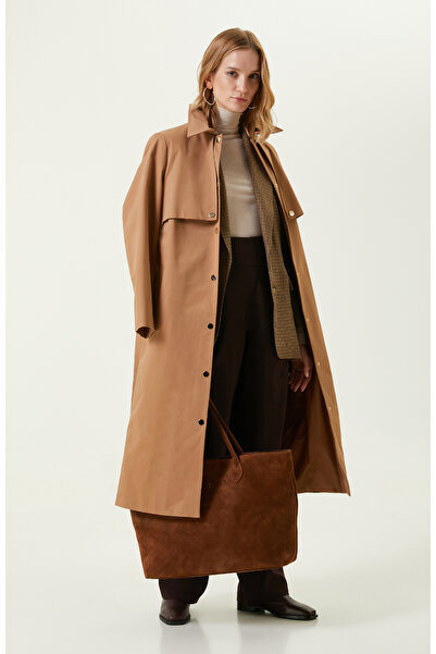 Network Bej Çıt Çıt Kapamalı Kemerli Trençkot