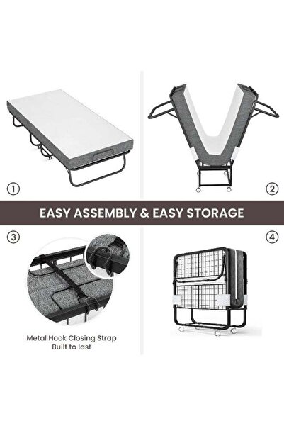 ZUIHAO Portable Foldable Beds 190 x 80cm with Memory Foam Mattress Rollaway Beds