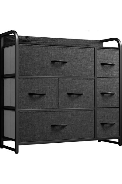 Gogoya 7-Drawer Fabric Wardrobe Storage Tower (Black)