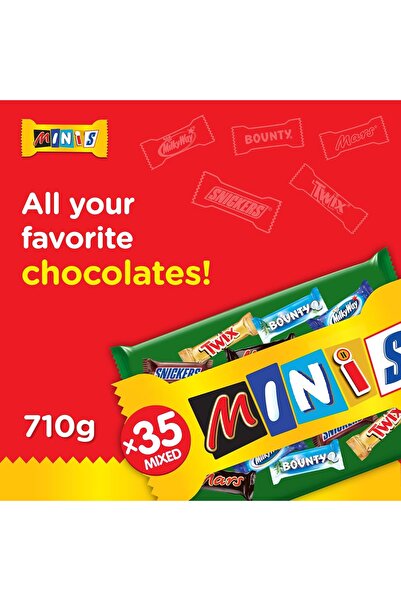 Galaxy Best of Minis 710g — 35 Mini Chocolate Bars (Mars, Milky Way, Bounty, Twix, Snickers)