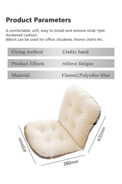 Generic Chair Cushion Memory Foam Seat Cushion with Straps Single Seat Cushion Suitable for Back Relaxation