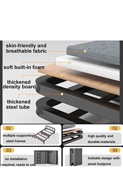 ZUIHAO Folding Bed Portable Foldable Bed No Assembly Required Bed 188 .5x 90 x41cm(without Mattress)