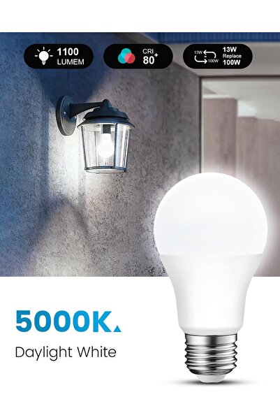 Generic Torkase Dusk-to-Dawn LED E27 Bulbs, 13W (100W eq), 5000K Daylight, Auto On/Off, Pack of 4