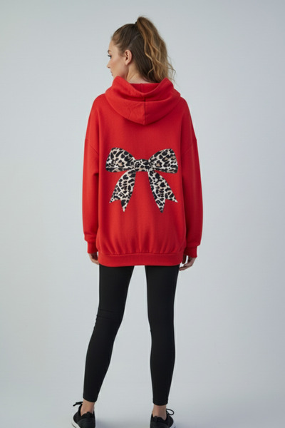 KOZİA OUTDOORS Γυναικείο φούτερ με κουκούλα και λεοπάρ σχέδιο στην πλάτη, ove...