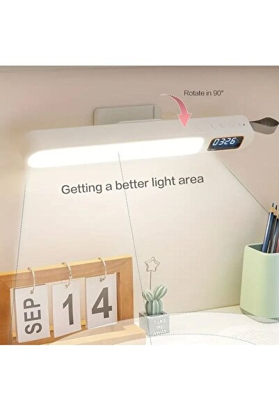 X SPRING Rechargeable LED Reading Table Lamp With Clock and 3 Color Modes Stepless Dimming Remote Contro