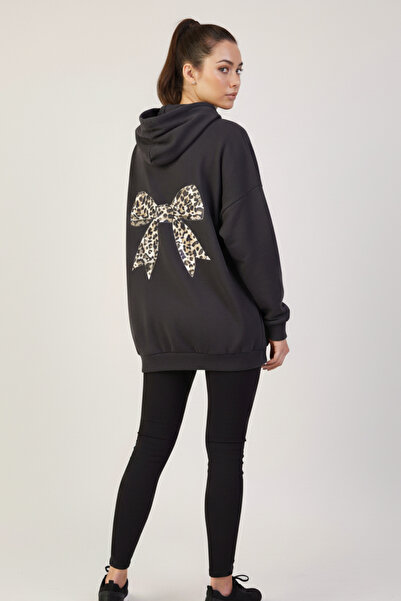 KOZİA OUTDOORS Γυναικείο φούτερ με κουκούλα και λεοπάρ σχέδιο στην πλάτη, ove...