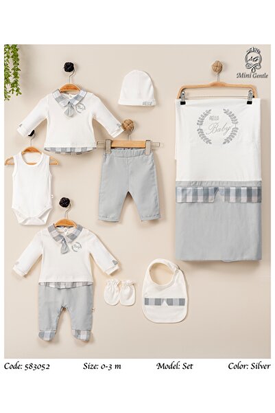 Baby shine Luxury formal reception set for boys, 100% natural cotton - 8 pieces - (checkered)