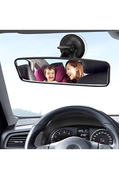 Avex Rearview mirror with suction cup, black color, dimensions 24.5 x 6.5 cm