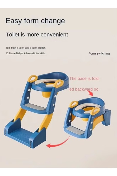 Generic Potty Training Seat, Foldable Portable Potty Chair Kids Toilet with Ladder Guard Soft Cushion