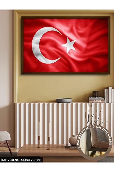Evinemoda Türk Bayrağı Tek Parça Çerçeveli Kanvas Tablo