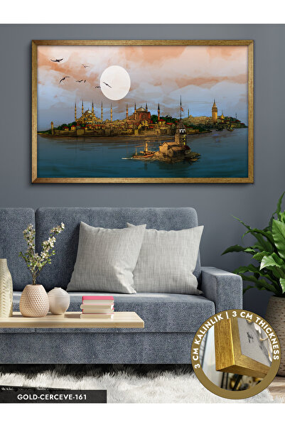 Evinemoda Istanbul Manzaralı Tek Parça Çerçeveli Kanvas Tablo