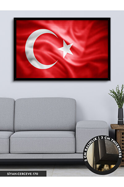 Evinemoda Türk Bayrağı Tek Parça Çerçeveli Kanvas Tablo