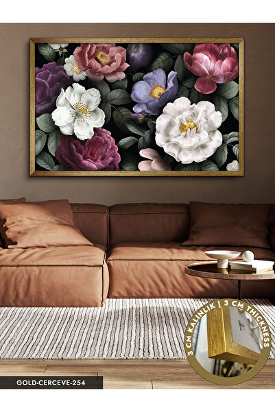 Evinemoda Renkli Çiçekler Tek Parça Çerçeveli Kanvas Tablo