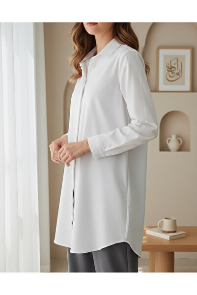 MİYALORA Oval Trend Gömlek Gizli Uzun Düğmeli Kesim