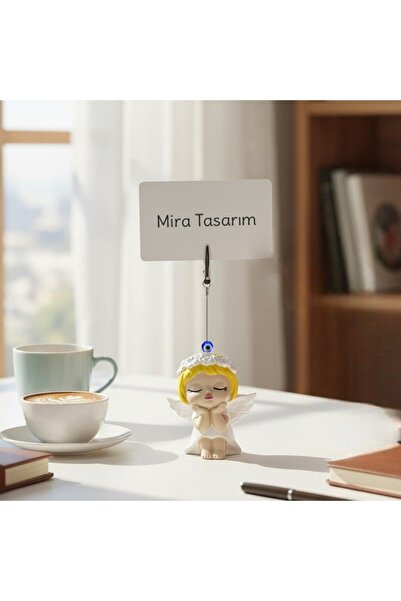 Mira Tasarım Melek Notluk - Masaüstü Not Tutucu - Fotoğraf Tutucu - Ofis Kart...