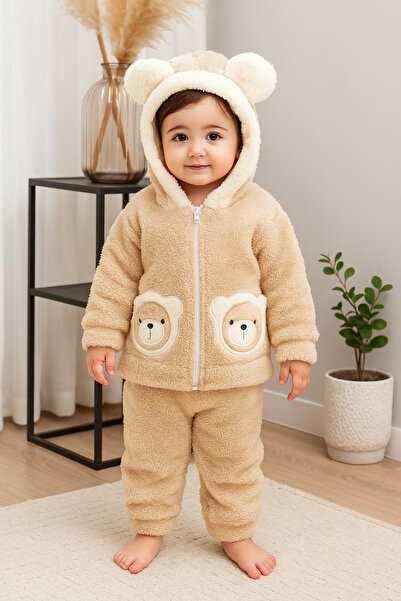 Arı Bebe Baby Boy Hooded Cute Teddy Bear Tracksuit Set