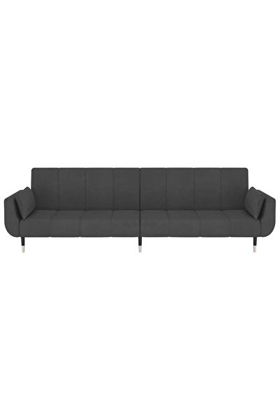 vidaxl 2-Seater Sofa Bed with Two Pillows Dark Grey Velvet
