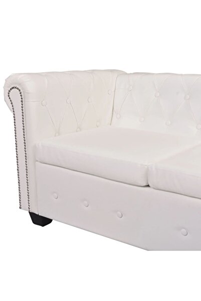 vidaxl Chesterfield Corner Sofa 5-Seater Artificial Leather White