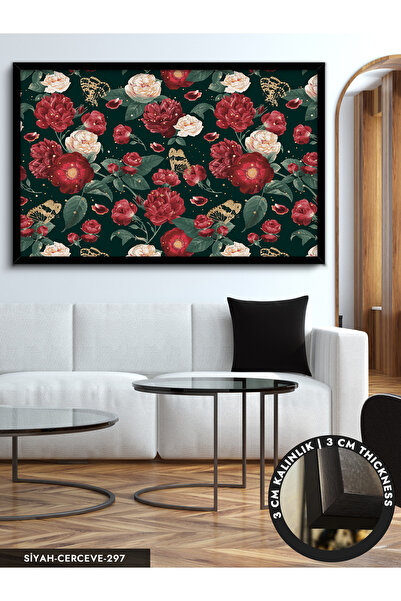 Evinemoda Renkli Çiçekler Tek Parça Çerçeveli Kanvas Tablo