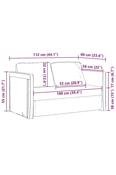 vidaxl Floor Sofa Bed 2-in-1 Dark Grey 112x174x55 cm Fabric