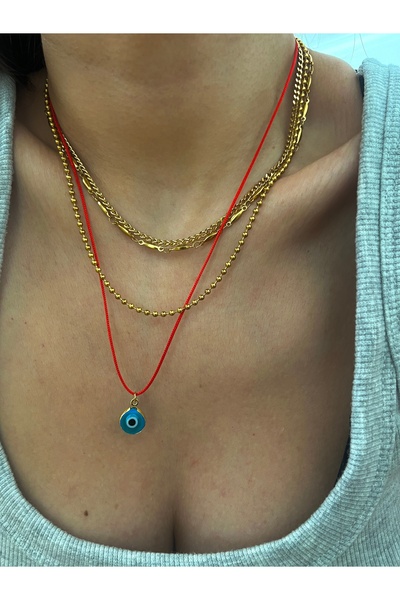 Hoop jewelery قلادة العين الحمراء الشريرة قابلة للتعديل