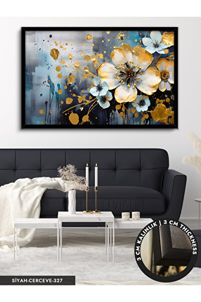 Evinemoda Renkli çiçekler Tek Parça Çerçeveli Kanvas Tablo