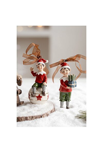 OEM Christmas Decoration, for Tree, Elf Model with Gifts, 10 x 3 cm, Resin, Multicolored