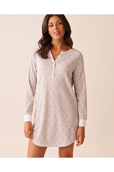 La Vie en Rose Sheep Print Waffle Knit Long Sleeve Sleepshirt