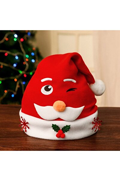 OEM Santa Claus Hat, Model 3 Santa Claus with Mustache, Universal Size, Textile Material,
