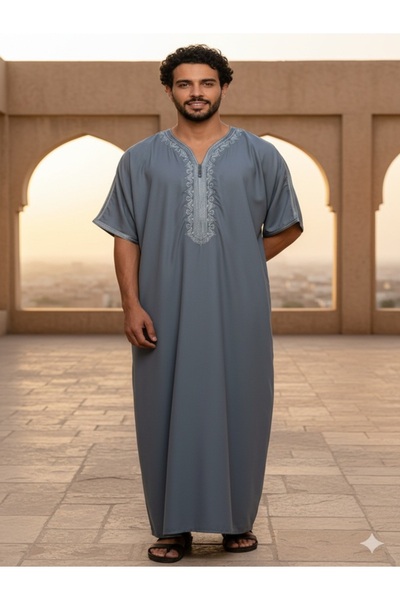 Al othaiman Round Neck Magribi Jalabiya For Mens | Comfortable Islamic Thobe for Daily Wear
