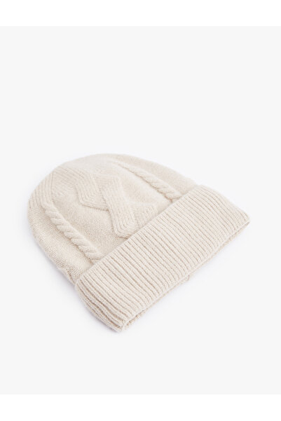 Koton Layered Hair Braided Textured Knit Beanie