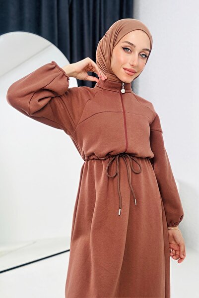 Dadali Front Lace-Up Sweat Dress Brown