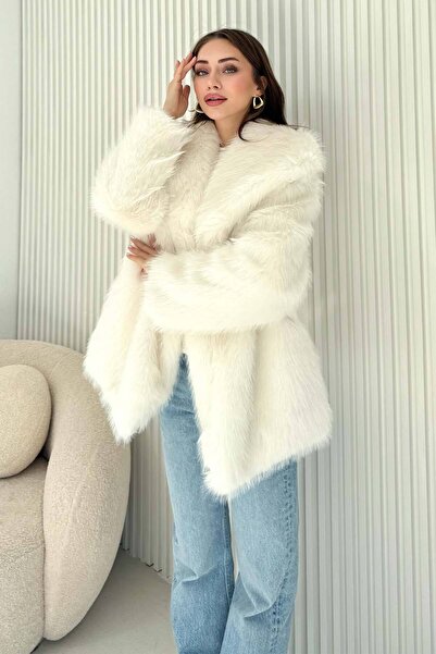 Melike Tatar Αντίκα παλτό με συνθετική γούνα 32-6204-1