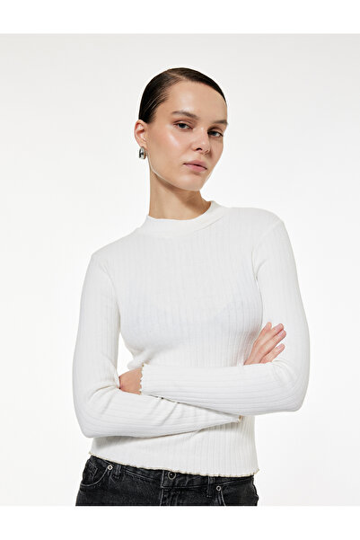 Koton Cotton Long Sleeve Light Mock Neck Slim Fit T-Shirt