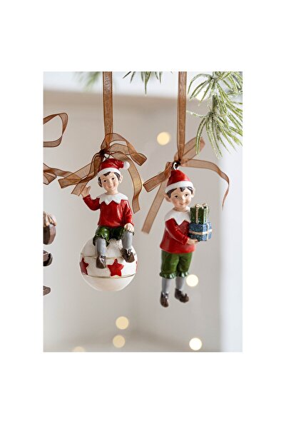 OEM Christmas Decoration, for Tree, Elf Model with Gifts, 10 x 3 cm, Resin, Multicolored