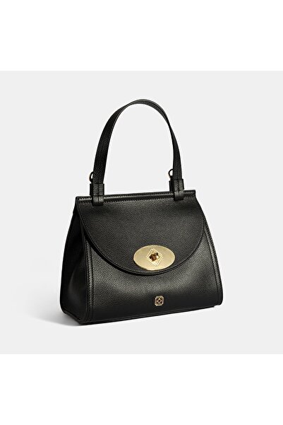 Desa Women's Black Leather Handbag with Shoulder Strap