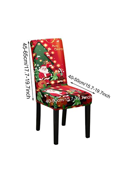 OEM Christmas Theme Chair Cover, Model 2 Santa Claus and Little Boy, Green/Red