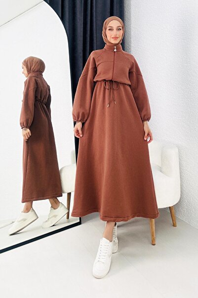 Dadali Front Lace-Up Sweat Dress Brown