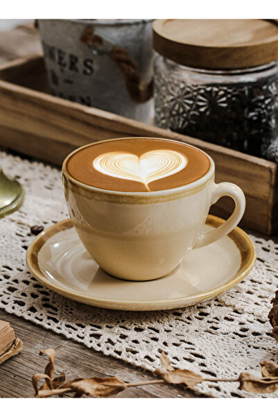 Shuer Ceramic coffee cup, Latte coffee cup，Cappuccino coffee cup，Cup and Saucer 220ml