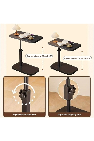 Roam shop C-Shaped Side Table coffee table Multi-Functional for Sofa and Bedside Use, 360° Swivel Feature40*30