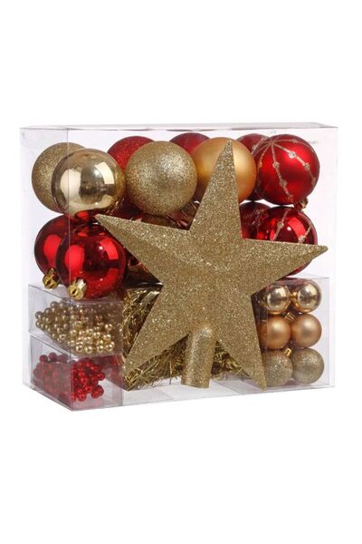 FEERIC LIGHTS & CHRISTMAS Set globuri decorative pentru bradul de Crăciun, 44 piese, roșu și auriu