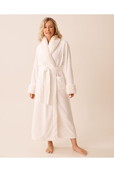 La Vie en Rose رداء طويل من الفرو الصناعي